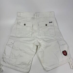 G.I. Surplus B.D.U. Mens White Cotton Cargo Shorts Size 34 Type C 1942 Patch